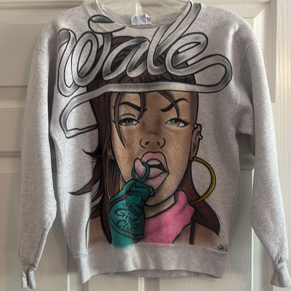 Gray Graphic Sweatshirt with Colorful Design